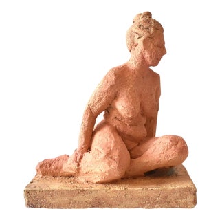 Vintage Seated Nude Pottery Sculpture For Sale