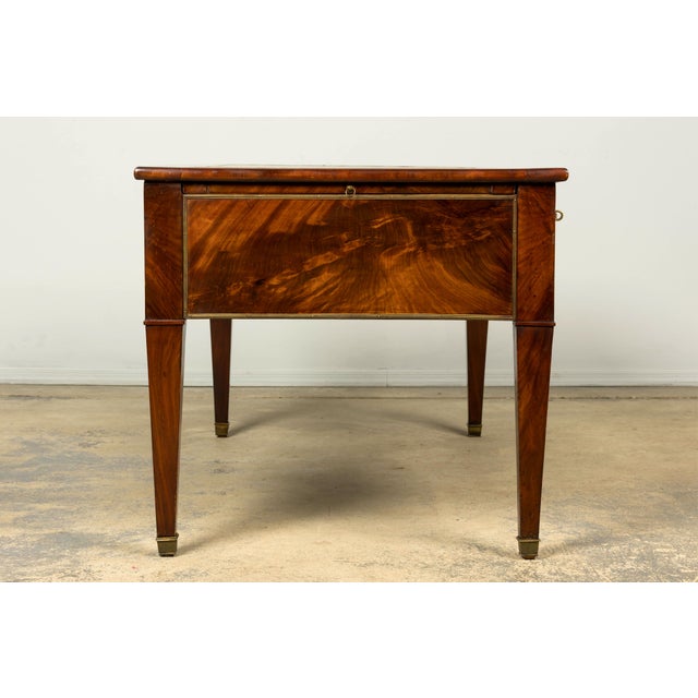 Mid-19th Century French Neoclassical Mahogany Bureau Plat Desk With Chartreuse Leather For Sale - Image 17 of 18