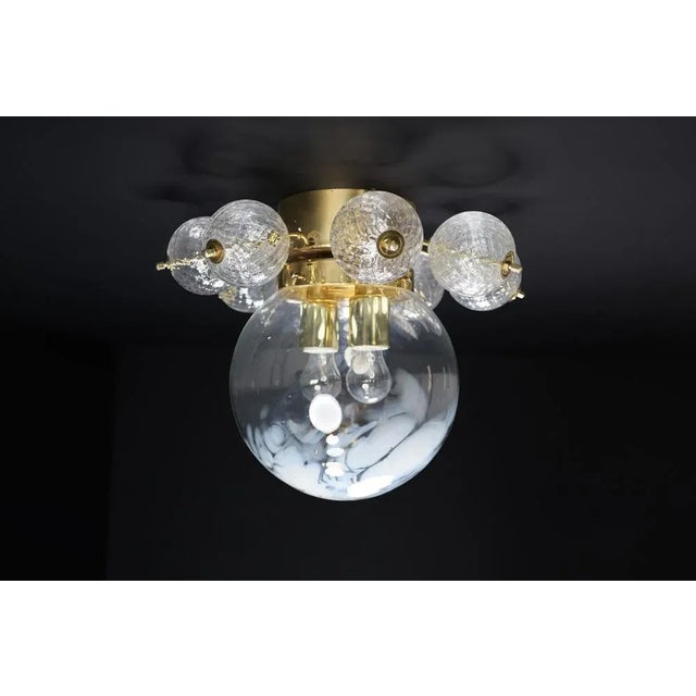 Gold Bohemian Glass Flush Mount Ceiling Lamp, Prague, 1960s For Sale - Image 8 of 11
