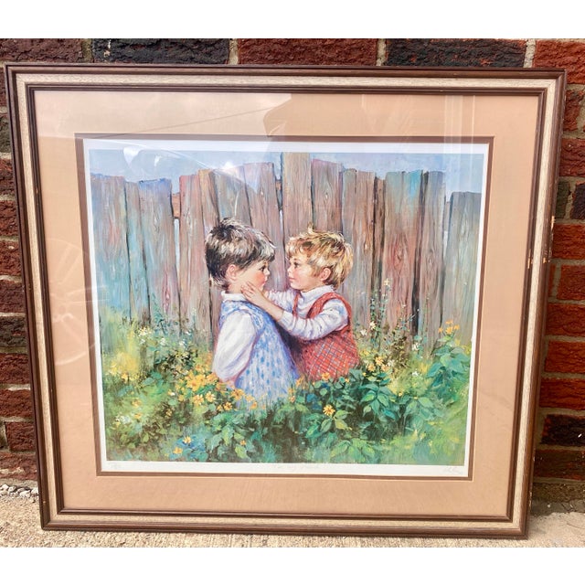 Vintage 70s Mary Vickers Signed "Be My Friend" Limited-Edition Lithograph 770/850 For Sale - Image 4 of 12