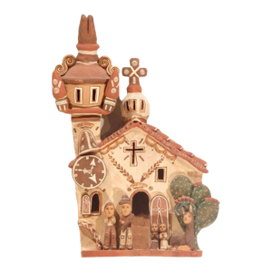 Vintage Large 14” Ayacucho Church Peru Terracotta Clay Folk Art