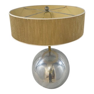 Vintage Mid-Century Modern Chrome and Brass Orb Table Lamp For Sale