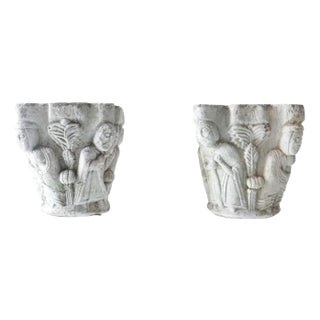 Gothic Revival Stone Planters, UK, 1940s, Set of 2 For Sale