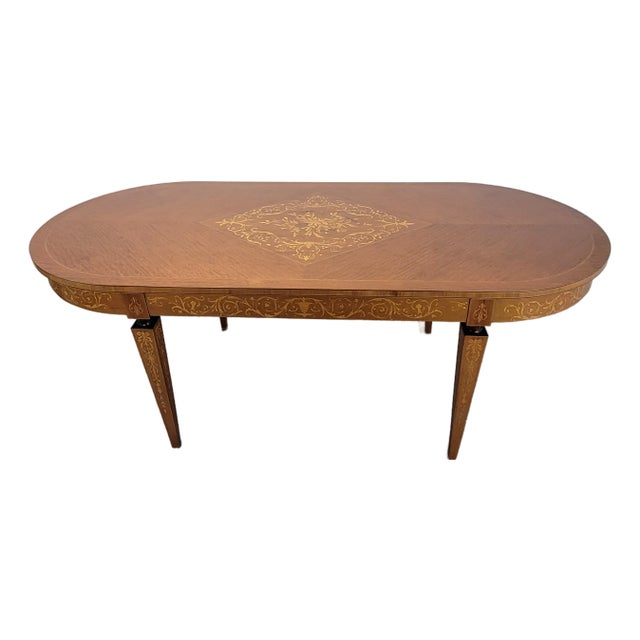 Italian Neoclassical Inlaid Marquetry Dining Table by Staccioli, Mid-20th Century For Sale