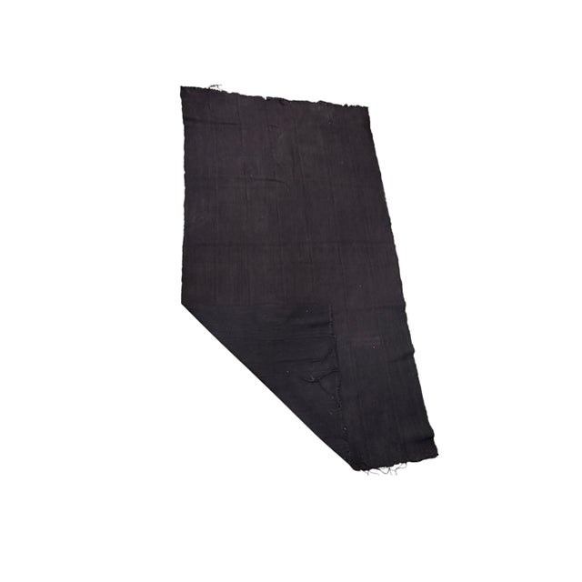 Vintage African Cotton Solid Black Mud Cloth Textile Mali 60" by 42" For Sale In New York - Image 6 of 8