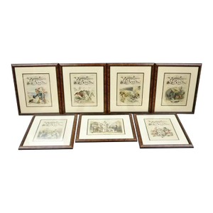 Puck Magazine Political Illustration Cartoon Lithograph Framed Art - Set of 7