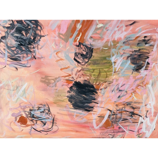 1970s Abstract Modern Mixed Media on Canvas Paintings Sunny Isles Abstracts For Sale - Image 5 of 6