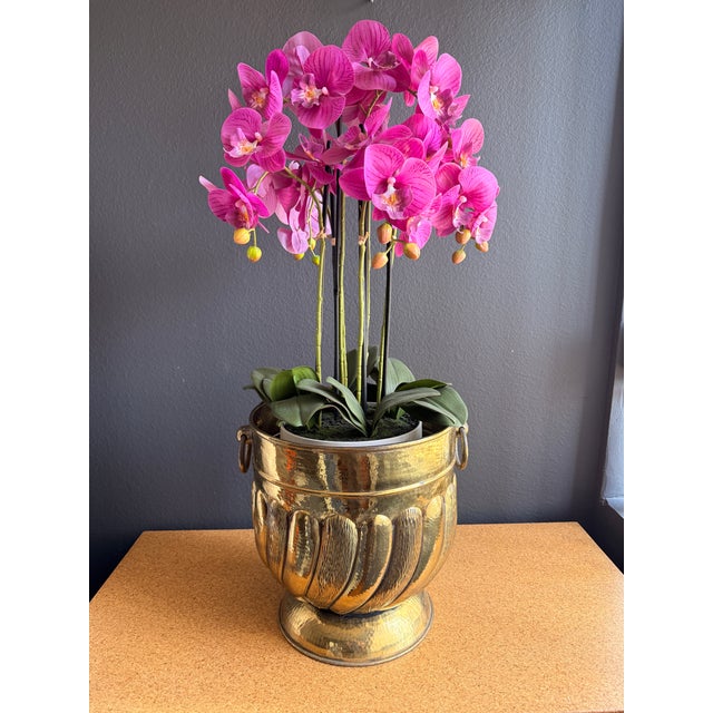 Victorian 1970s Hammered Brass Planter For Sale - Image 3 of 10