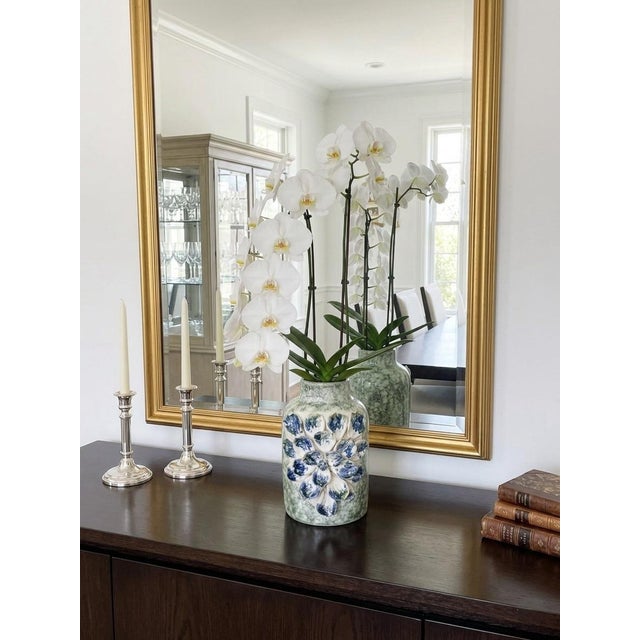 Ceramic Italian High-Relief Floral Ceramic Studio Vase For Sale - Image 7 of 12