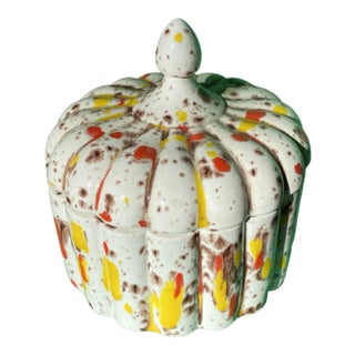 1970s Mid-Century Modern Ceramic Splatter Pottery With Lid For Sale