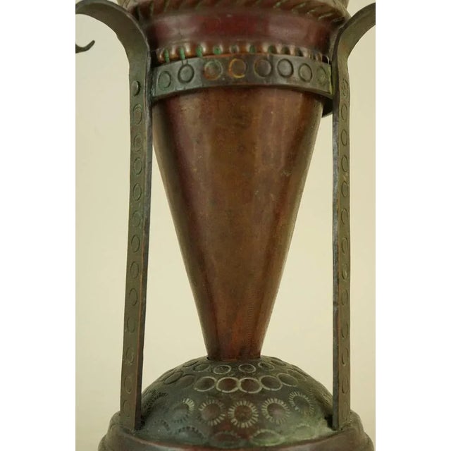20th Century Art Deco Pointed Amphora Vase with Copper Stand attributed to Claudius Linossier, France, 1930s, Set of 2 For Sale - Image 17 of 18