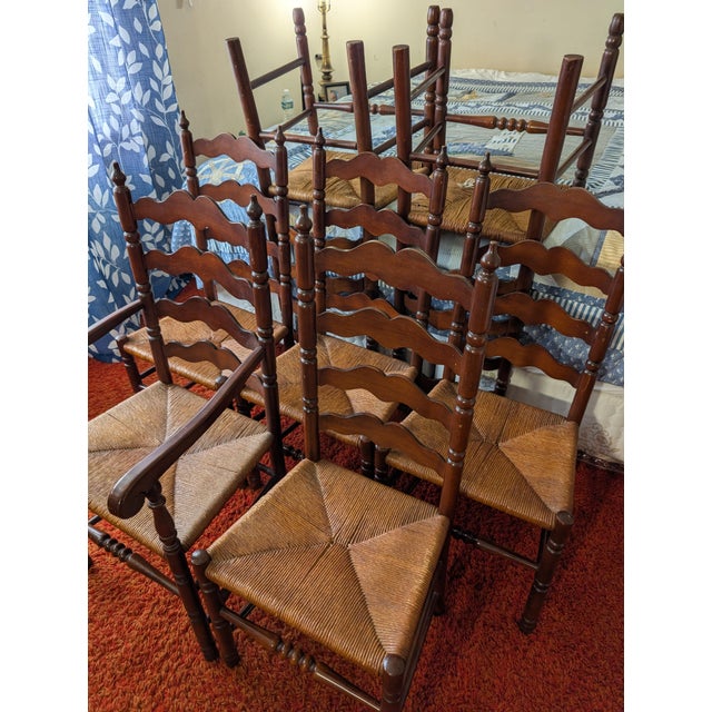 Vintage Tell City Chair Company Rush-Seat Dining Chairs Set of 7 For Sale - Image 9 of 16