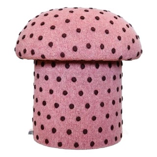 Mushroom Ottoman in Wool Pink Dot - Small Dots For Sale