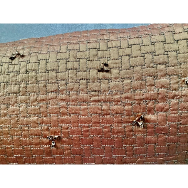 Textile Modern Hand Beaded Quilted Silk Lumbar Decorative Pillow Cover For Sale - Image 7 of 10