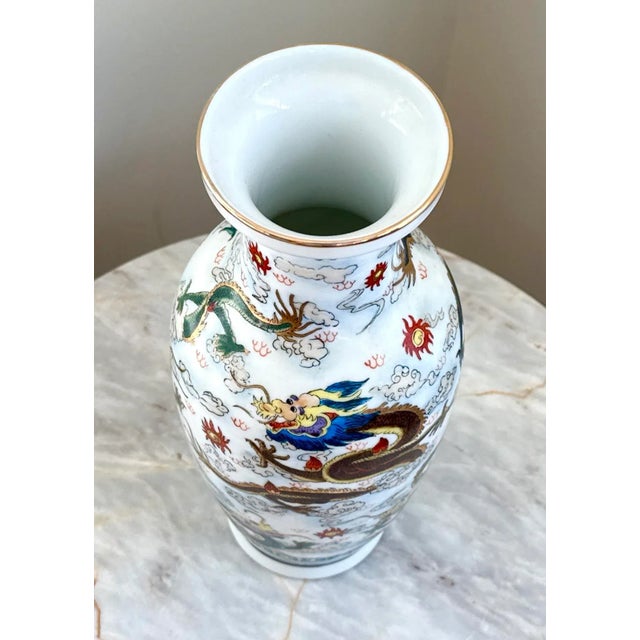 Late 20th Century Vintage Hand Painted Chinese Porcelain Dragon Vase For Sale - Image 5 of 13