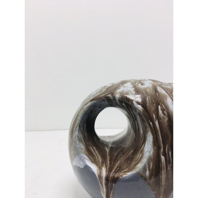 Blue Small Mid-Century Blue Ceramic Vase, France, 1970s For Sale - Image 8 of 10