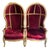 1970s Pair of Gold Trim Red Baroque Porters Chairs For Sale