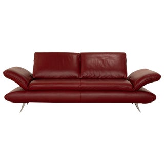 Velluti Leather Three Seater Sofa in Red from Koinor For Sale