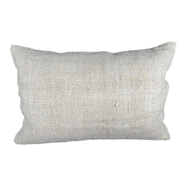 Turkish Hemp Pillow Cushion Natural Beige Pillow Cushion Cover 16" x 24" For Sale