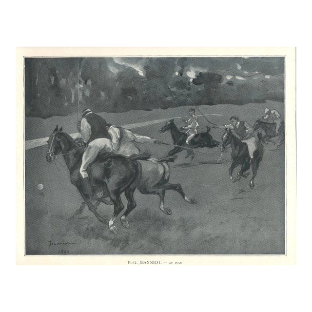 1893 Antique French Polo Lithograph For Sale
