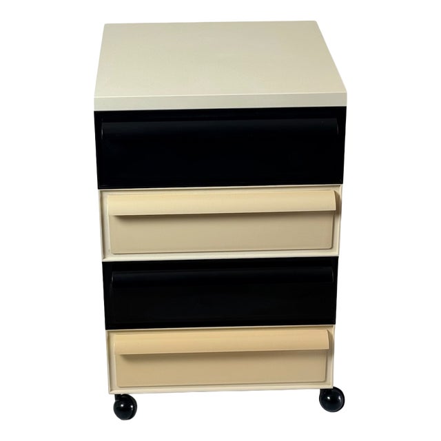 Chest of Drawers in Ivory and Black Plastic by Simon Fussell for Kartell, Italy, 1970s For Sale