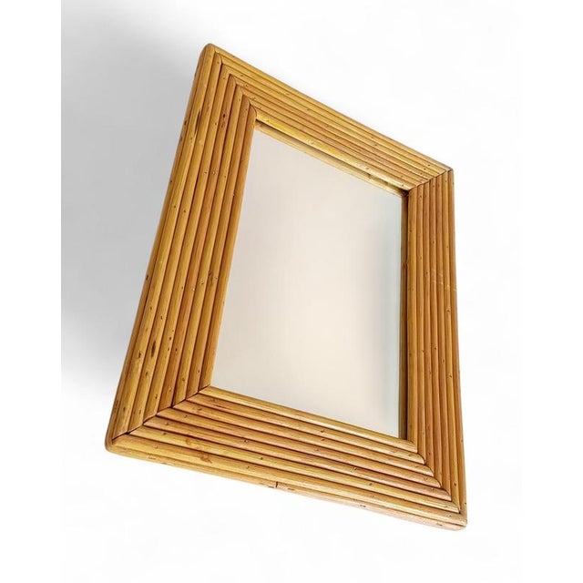 French Riviera Rattan Mirror in the style of Vivai Del Sud, 1960s For Sale - Image 6 of 18