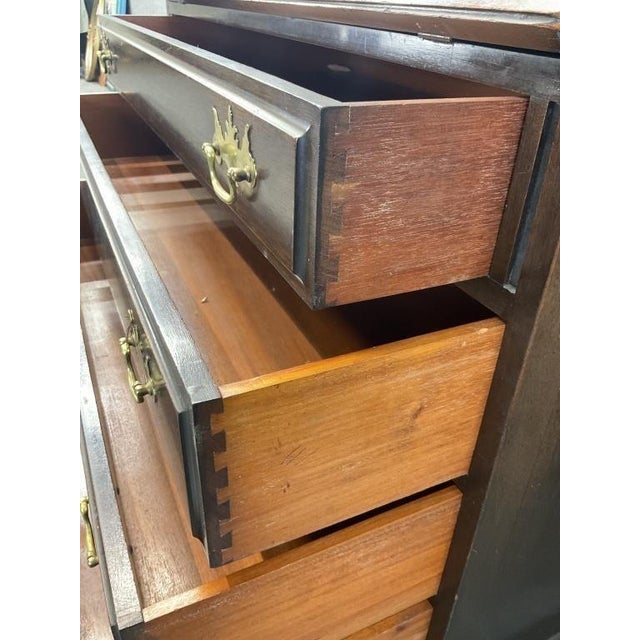 Antique Solid Mahogany Secretary Desk, Colonial MFG Co, Chippendale Revival Writing Cabinet (Circa 1920s-1930s) For Sale - Image 9 of 13