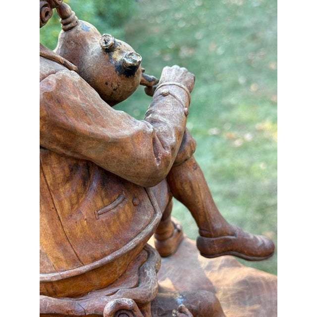 Antique 18thC Signed Folk Art Sculpture Wood Carving, Itinerant Bagpipe Musician, Czech Bohemia For Sale - Image 10 of 16