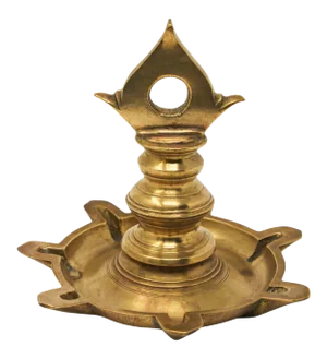 Brass Oil Lamp Traditional Temple Religious Asian Hindu Diya Art India 1900