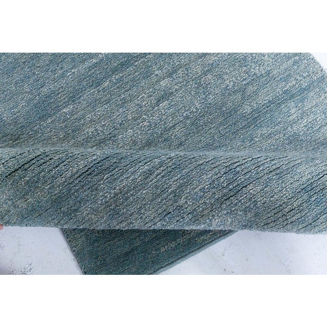 Textile Modern Hand-Knotted Wool Runner in Cool Tones by Doris Leslie Blau For Sale - Image 7 of 8