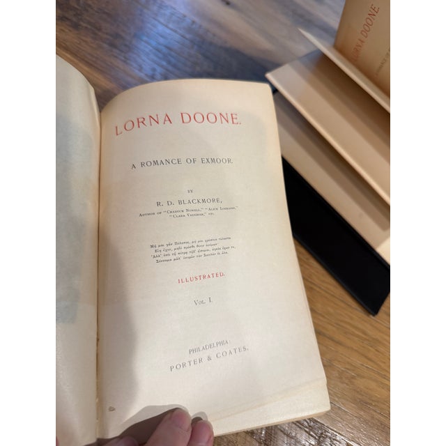 Victorian Antique 1890s Lorna Doone 2-Volume Gilt Set With Original Dust Jackets - Pair For Sale - Image 3 of 16