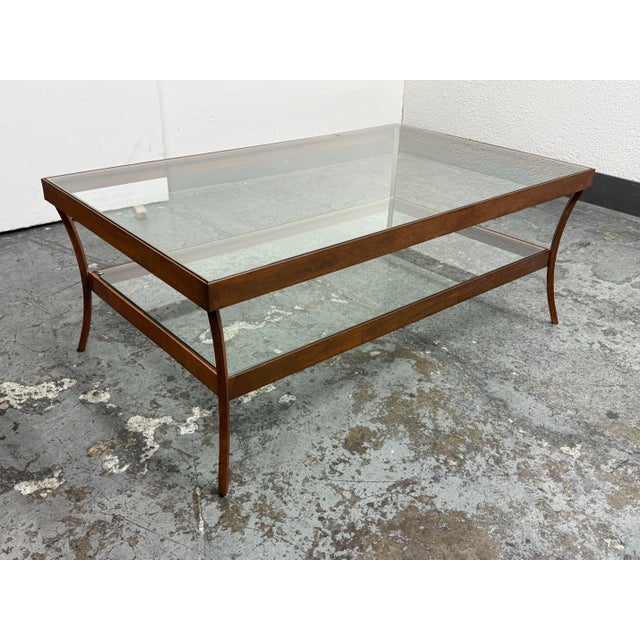 Modern Crate & Barrel Luna Two-Tier Glass Coffee Table For Sale - Image 3 of 12
