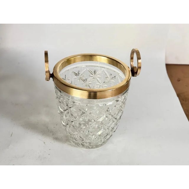 Gold Champagne Bucket in Crystal and Brass, France, 20th Century For Sale - Image 8 of 12