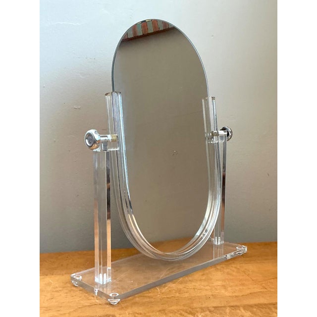 Mid-Century Modern Vintage Lucite Vanity Mirror For Sale - Image 3 of 9