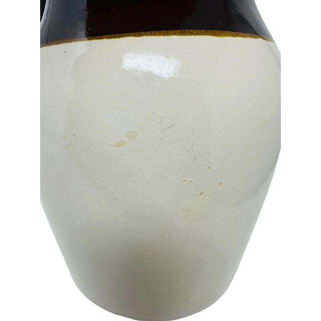 Vintage 10" Two-Tone Stoneware Pitcher - Brown & Cream Roseville RRP Co. - Mid-Century Farmhouse Decor For Sale - Image 9 of 10
