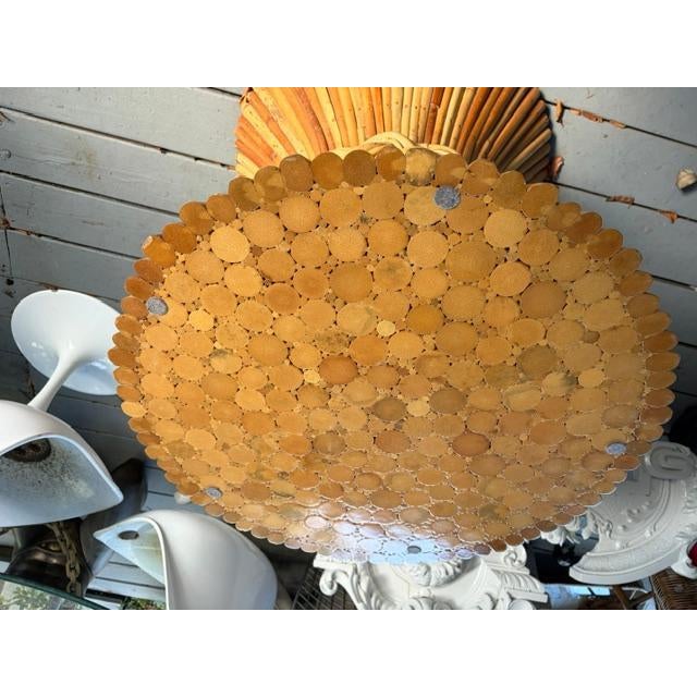 Brown McGuire 1960s Large Round Rattan Bamboo Dining Table With Glass Top For Sale - Image 8 of 8