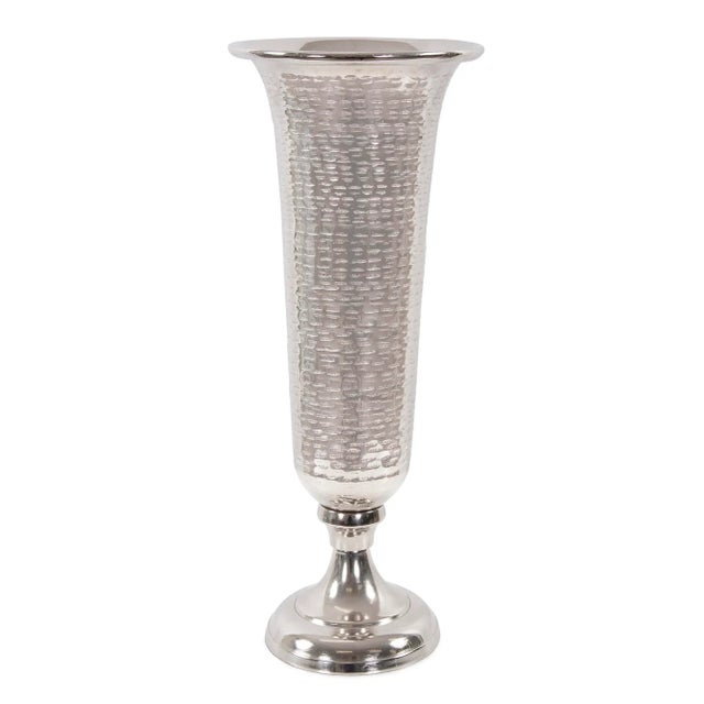 The Hammered Em Dash Tall Flared Trumpet Vase, Large For Sale - Image 9 of 9