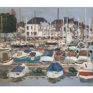 Henri Reiter, Small Norman Port, Gouache For Sale