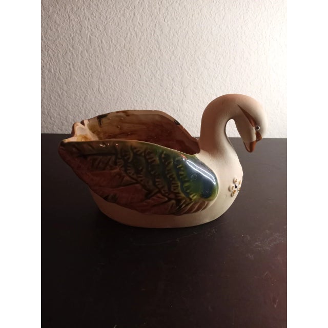 1970s Mexican Hand Painted Tonala Style Swan Planter, Made in Mexico For Sale - Image 5 of 10