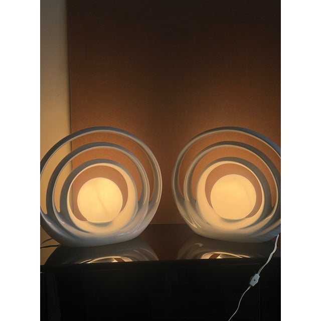 Vintage Mid-Century Modern Art Deco Porcelain Lamps - a Pair For Sale - Image 9 of 9