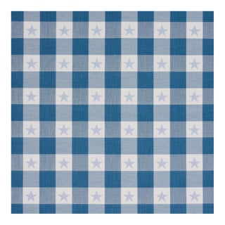 Schumacher Independence Plaid Fabric in Blue For Sale