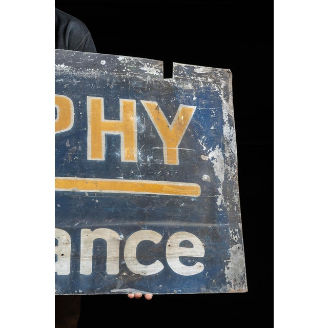 Early 20th Century Antique Dunphy Insurance Painted Tin Sign For Sale - Image 5 of 9