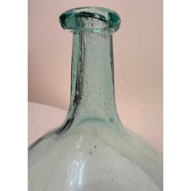 Aqua Antique 1797-30 Gallatin-Kramer Glassworks Hand Blown Glass Aqua Bulbous Bottle For Sale - Image 8 of 11