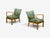 Swedish Modern, Lounge Chairs, Hardwood, Fabric, Sweden, 1940s For Sale - Image 4 of 11