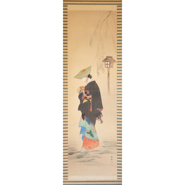 "Kimono Beauty" by Kojo, Japanese Silk Scroll Painting For Sale - Image 18 of 18