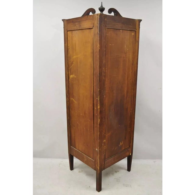 Antique English Georgian Style Mahogany Corner China Cabinet Display Case Curio For Sale - Image 11 of 12