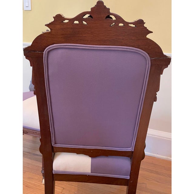 Antique Victorian Ladies' Parlor Chairs. Pair - 19th Century Carved Wood For Sale - Image 4 of 7