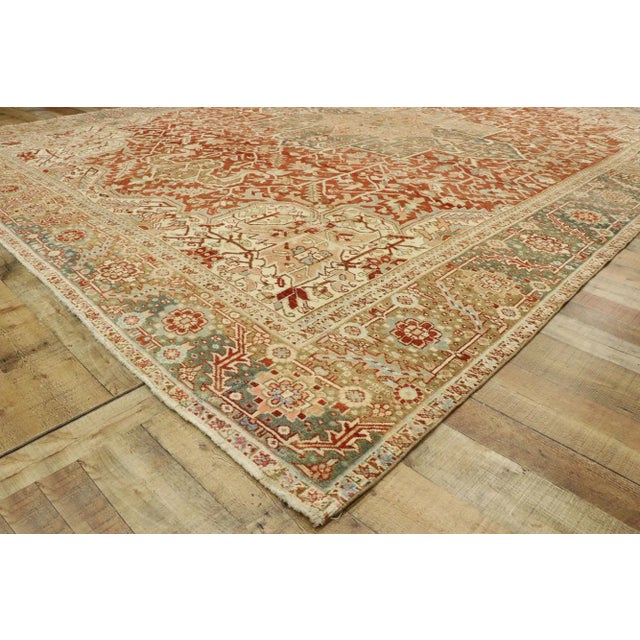 Textile Antique Persian Heriz Rug - 11'02 x 14'02 For Sale - Image 7 of 10