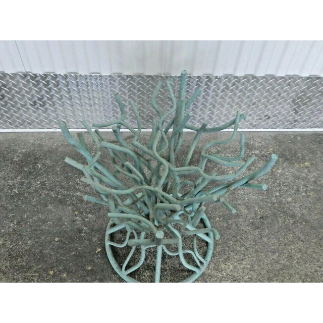 1970s Statuesque Turquoise Faux Coral Wrought Iron Side Table For Sale - Image 5 of 9