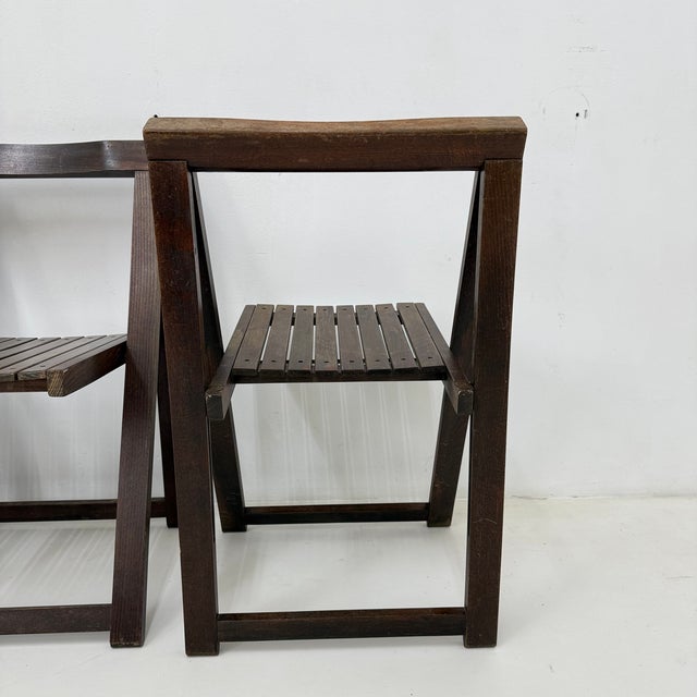 Vintage Wooden Folding Chairs by Aldo Jacober for Alberto Bazzani, 1960s, Set of 3 For Sale - Image 4 of 18